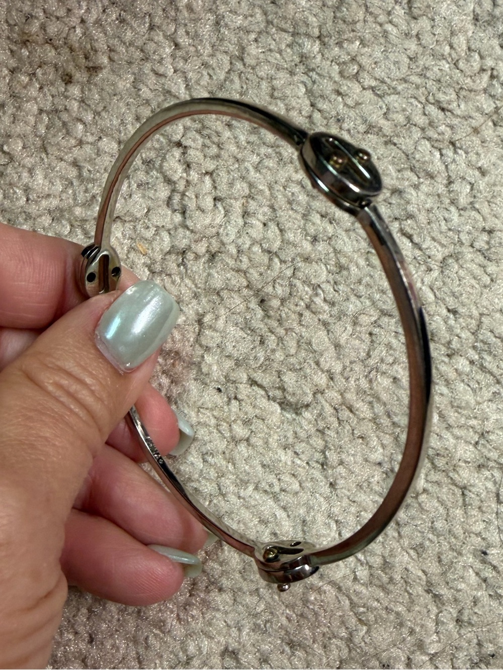 Coach Silver-Tone Women's Bangle Bracelet Screw Accent